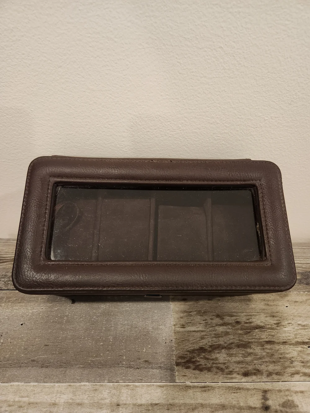 Brown Velvet-Lined Watch Organizer Box